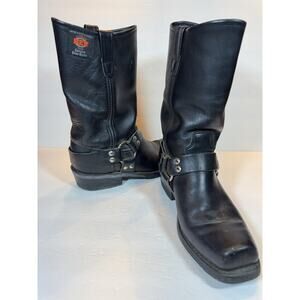 Size 9 Rev Gear Biker Boots Made In USA Motorcycle Black Leather